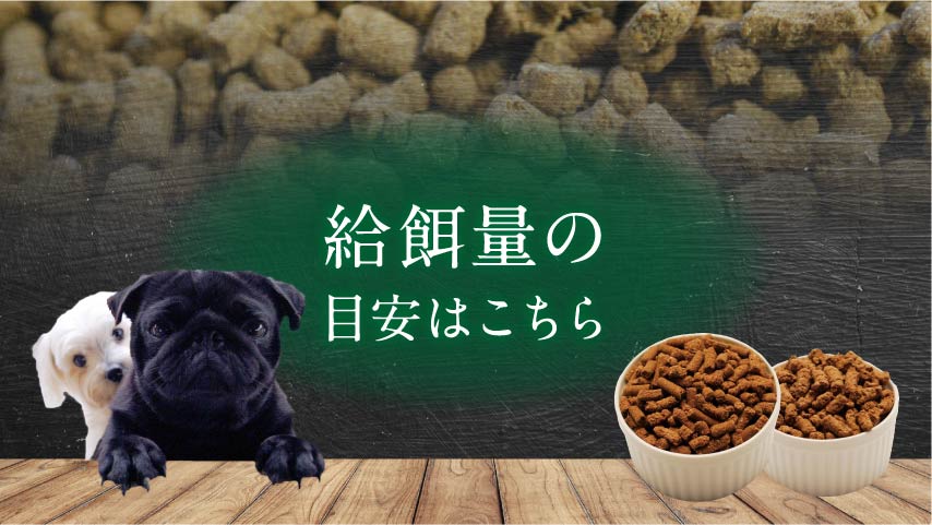 犬種や体重ごとの給餌量の目安を、ご紹介しております 給餌量の目安